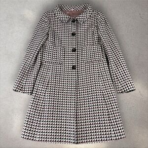 Hobbs Marilyn Anselm Lambswool Tweed Pink Pea Coat Overcoat Jacket‎ Sz 10 Vtg